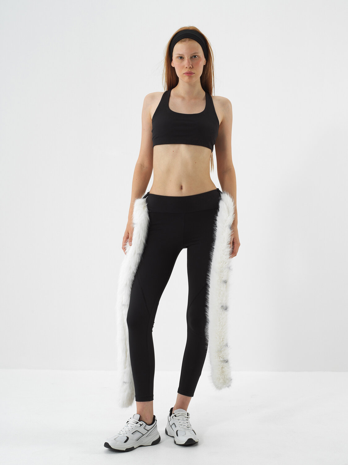 Black Flexible Textured Slim Fit Tights - Xint