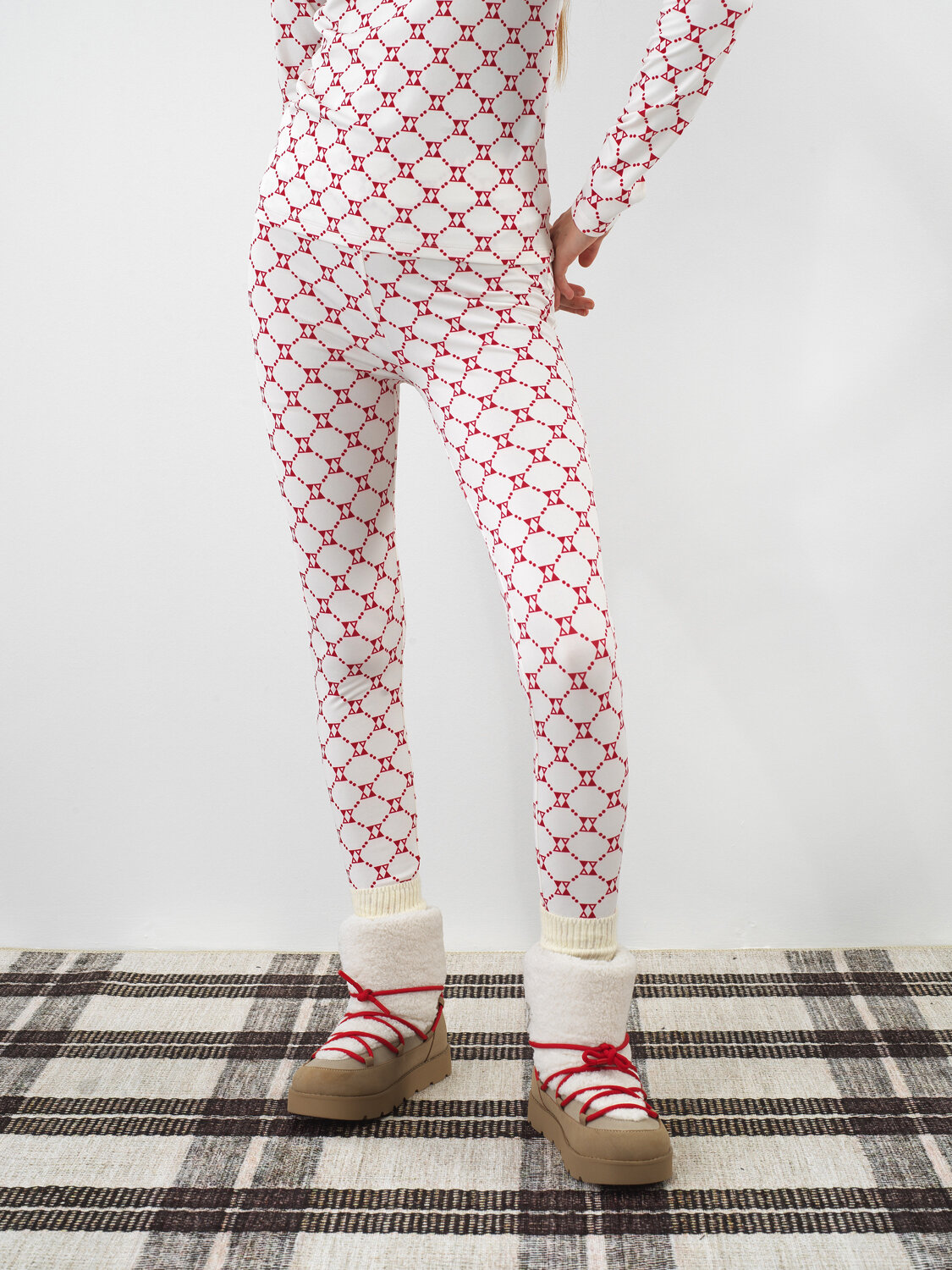 Ecru Flexible Textured Slim Fit Tights - Xint