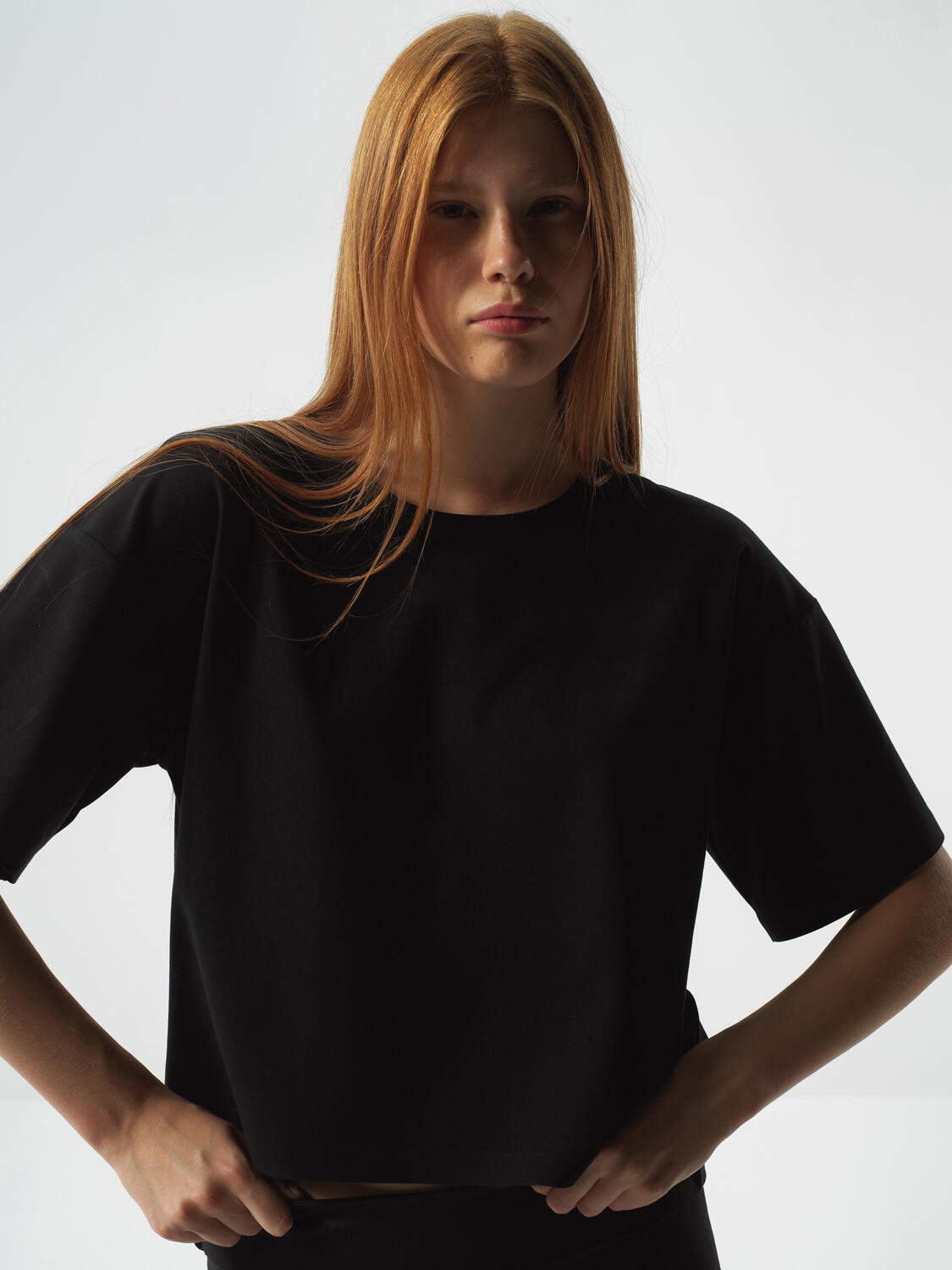 Black Cotton Textured Oversize T-Shirt - 2