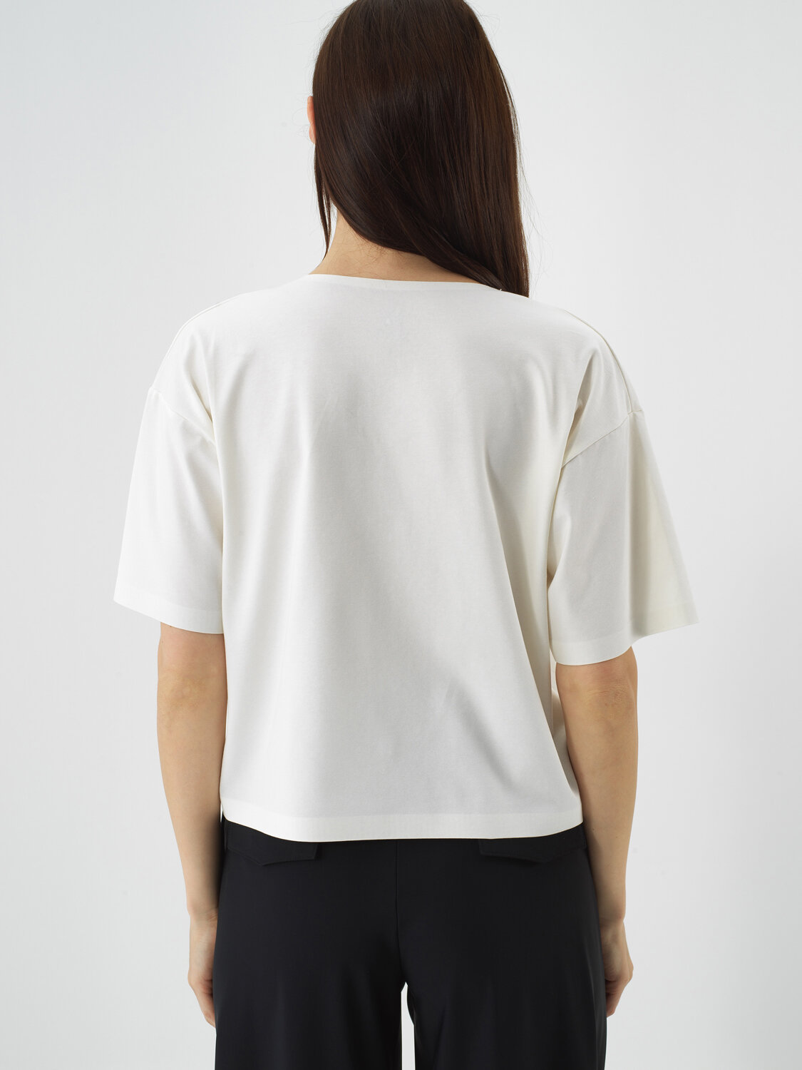 Ecru Cotton Textured Oversize T-Shirt - Xint