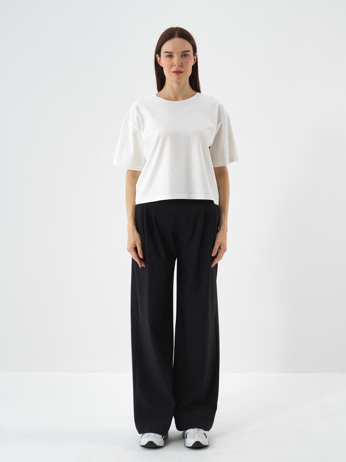 Ecru Cotton Textured Oversize T-Shirt - 2