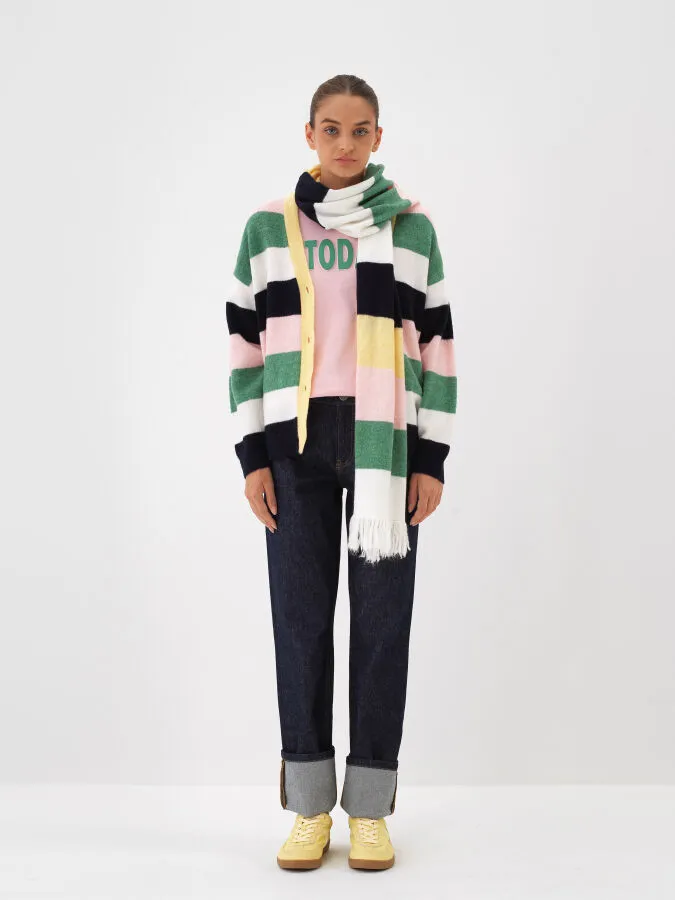 Mohair Colorful Striped Cardigan - Xint