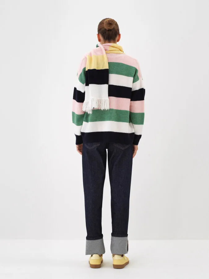 Mohair Colorful Striped Cardigan - Xint