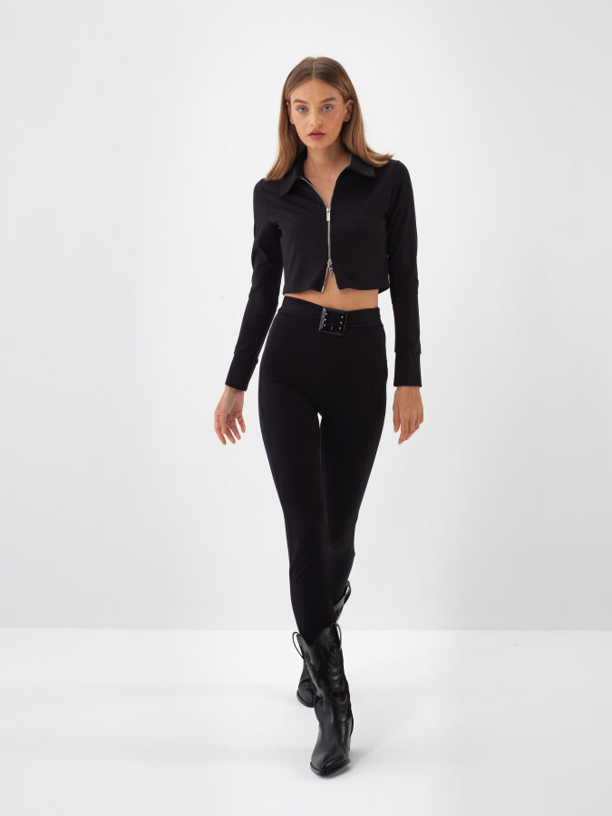 Short Zippered Sweatshirt Jacket - Xint