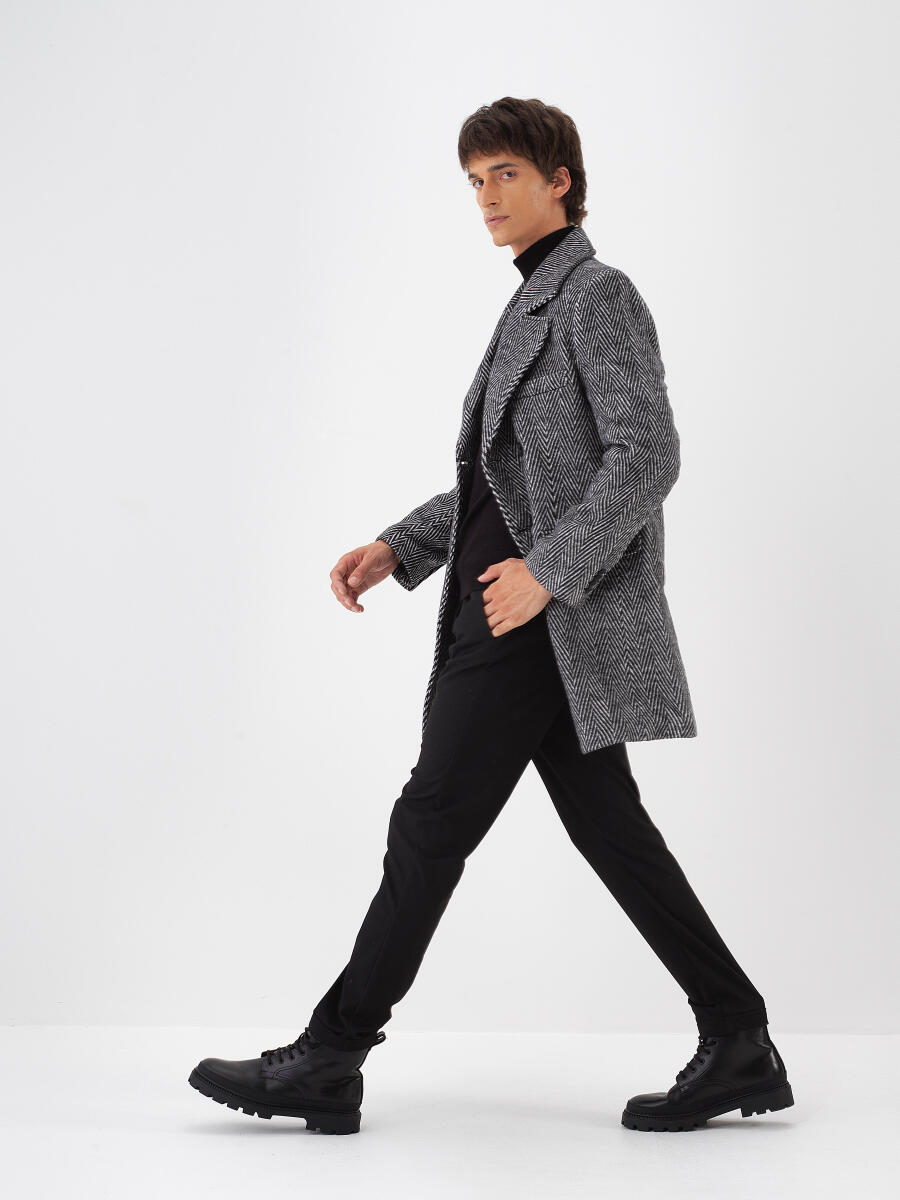 Wool Blend Regular Fit Double-Breasted Coat - 1