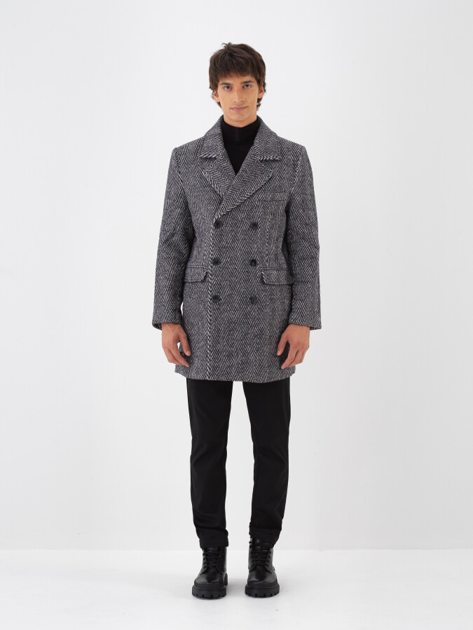 Wool Blend Regular Fit Double-Breasted Coat - Xint