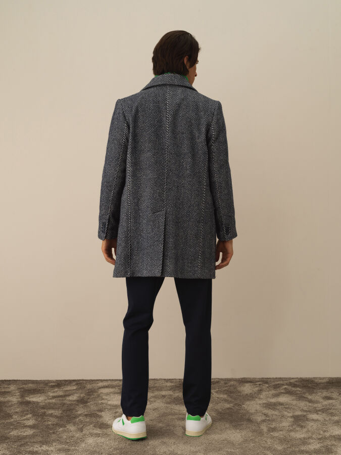 Wool Blend Regular Fit Double-Breasted Coat - Xint